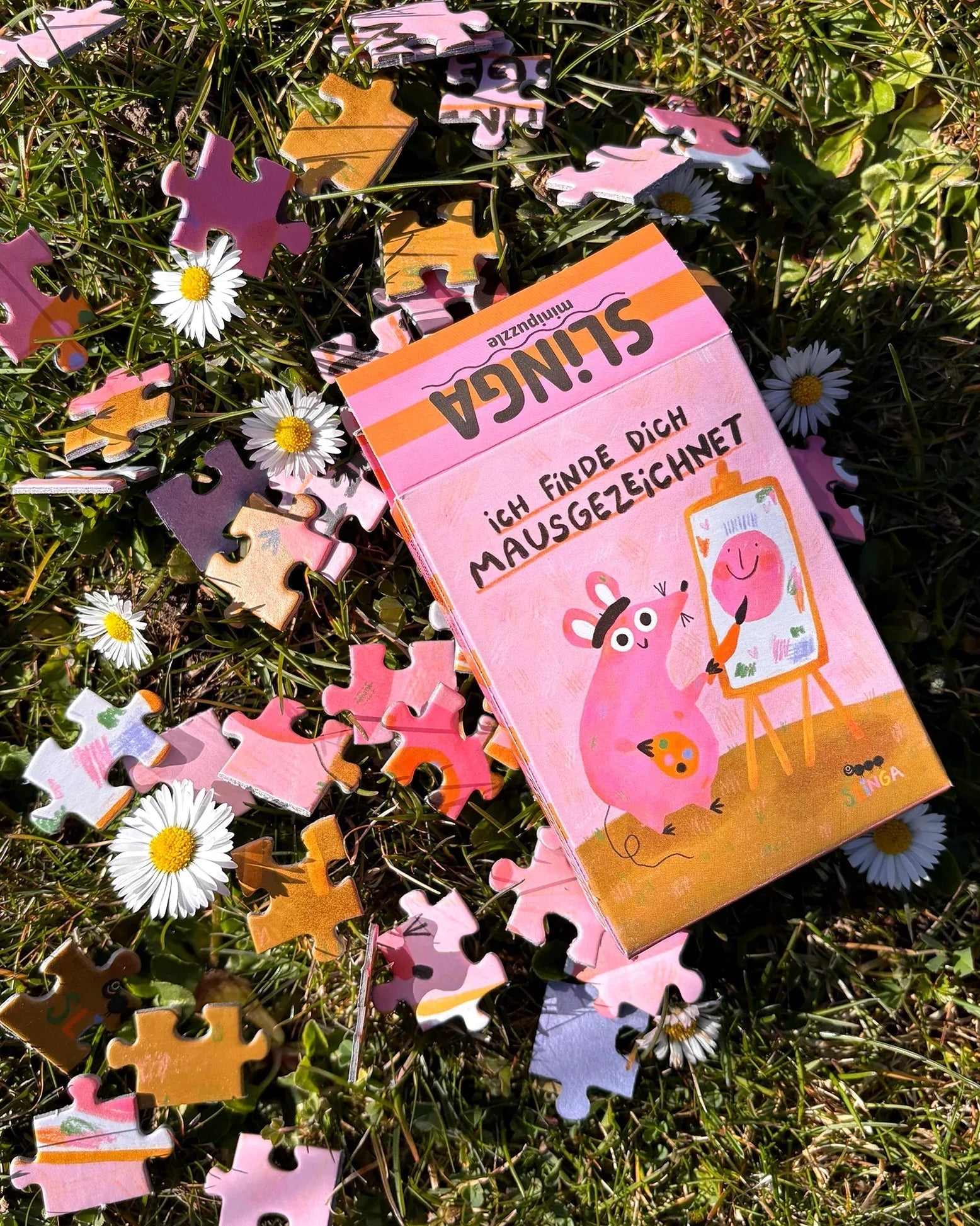 Slinga Illustration - SCHNECKLICH LIEB Mini-Puzzle - ROSA ECK