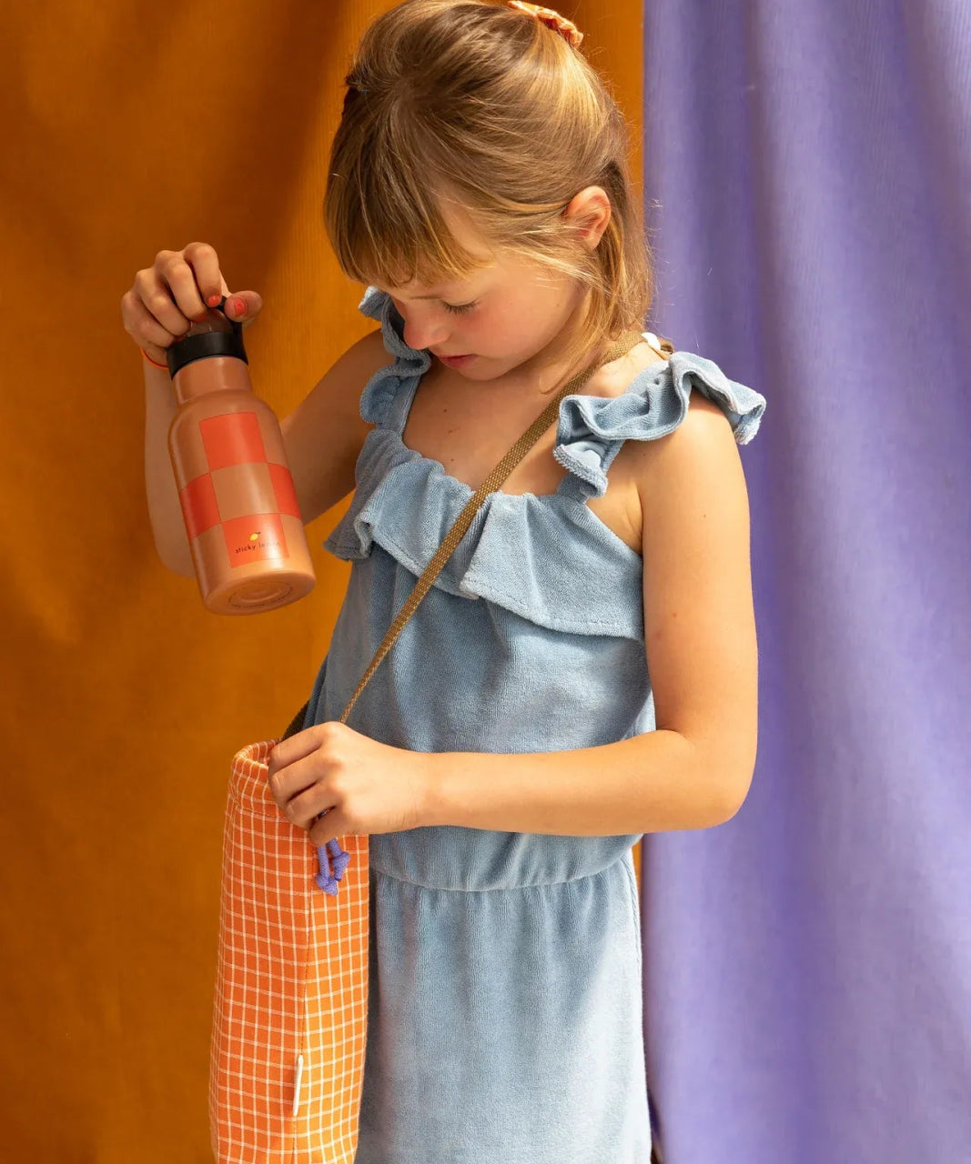 Sticky Lemon - FARMHOUSE Kinder - Trinkflasche • checkerboard / ladybird red + harvest moon - Trinkflasche - ROSA ECK