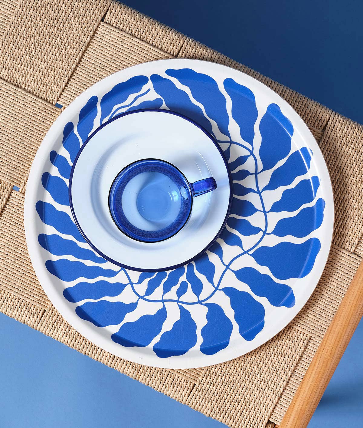 Wrap - BLUE LEAVES Rundes Serviertablett - Serviertablett - ROSA ECK Concept Store
