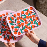 Wrap - Cherries Pink Small Rectangle Birch Serving Tray - ROSA ECK Concept Store