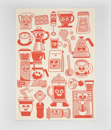Wrap - COFFEE TIME Geschirrtuch (50 × 70 cm) • Red/Beige - ROSA ECK