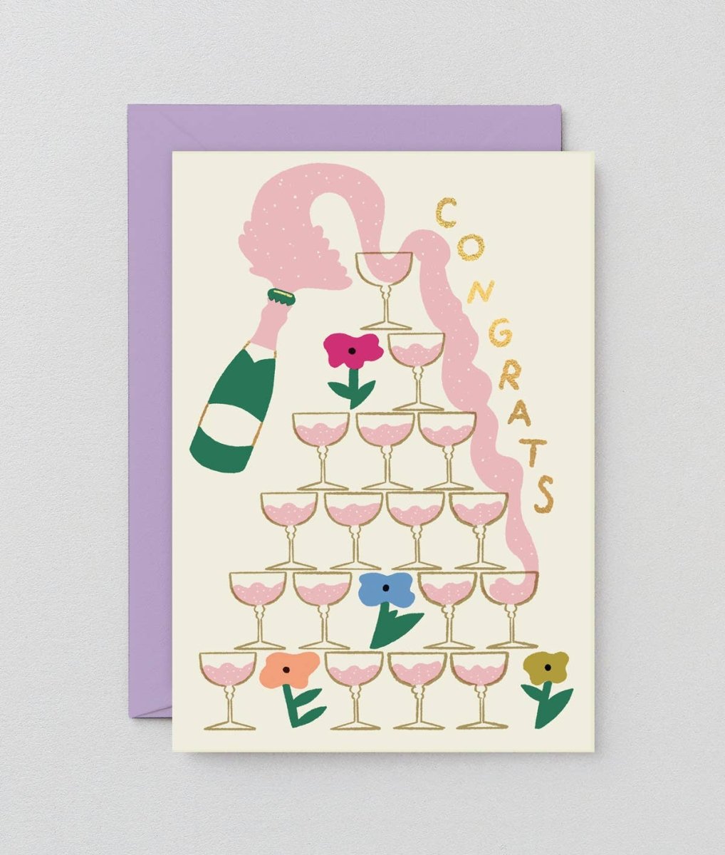 Wrap - CONGRATS CHAMPAGNE Hochzeitskarte - Grußkarte - ROSA ECK Concept Store