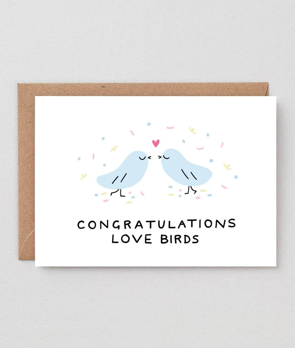 Wrap - CONGRATS LOVE BIRDS Grußkarte - Grußkarte - ROSA ECK Concept Store