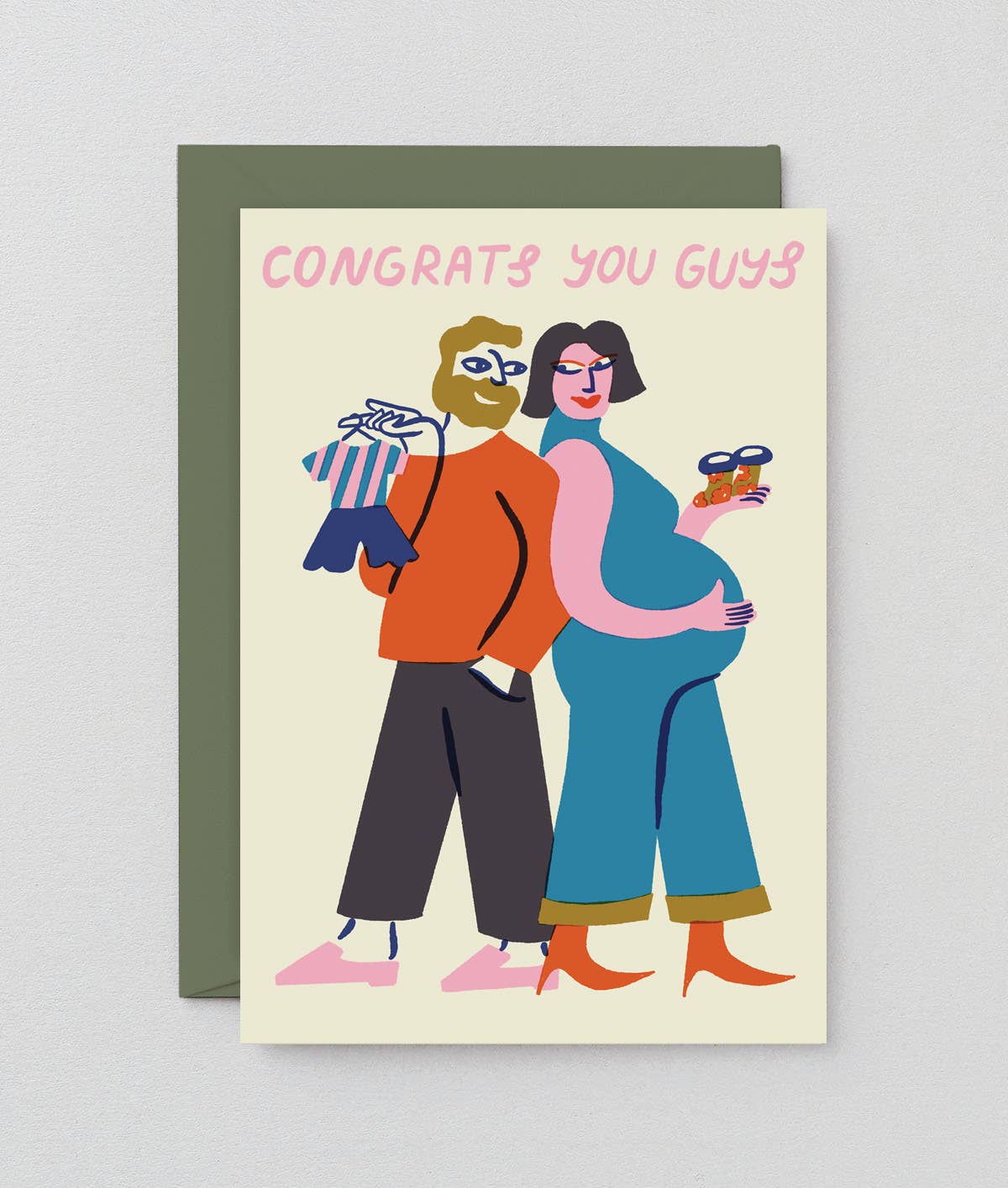 Wrap - CONGRATS YOU GUYS Grußkarte zur Geburt - Grußkarte - ROSA ECK