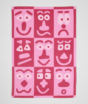 Wrap - FACES Geschirrtuch (50 × 70 cm) • Pink/Maroon - ROSA ECK