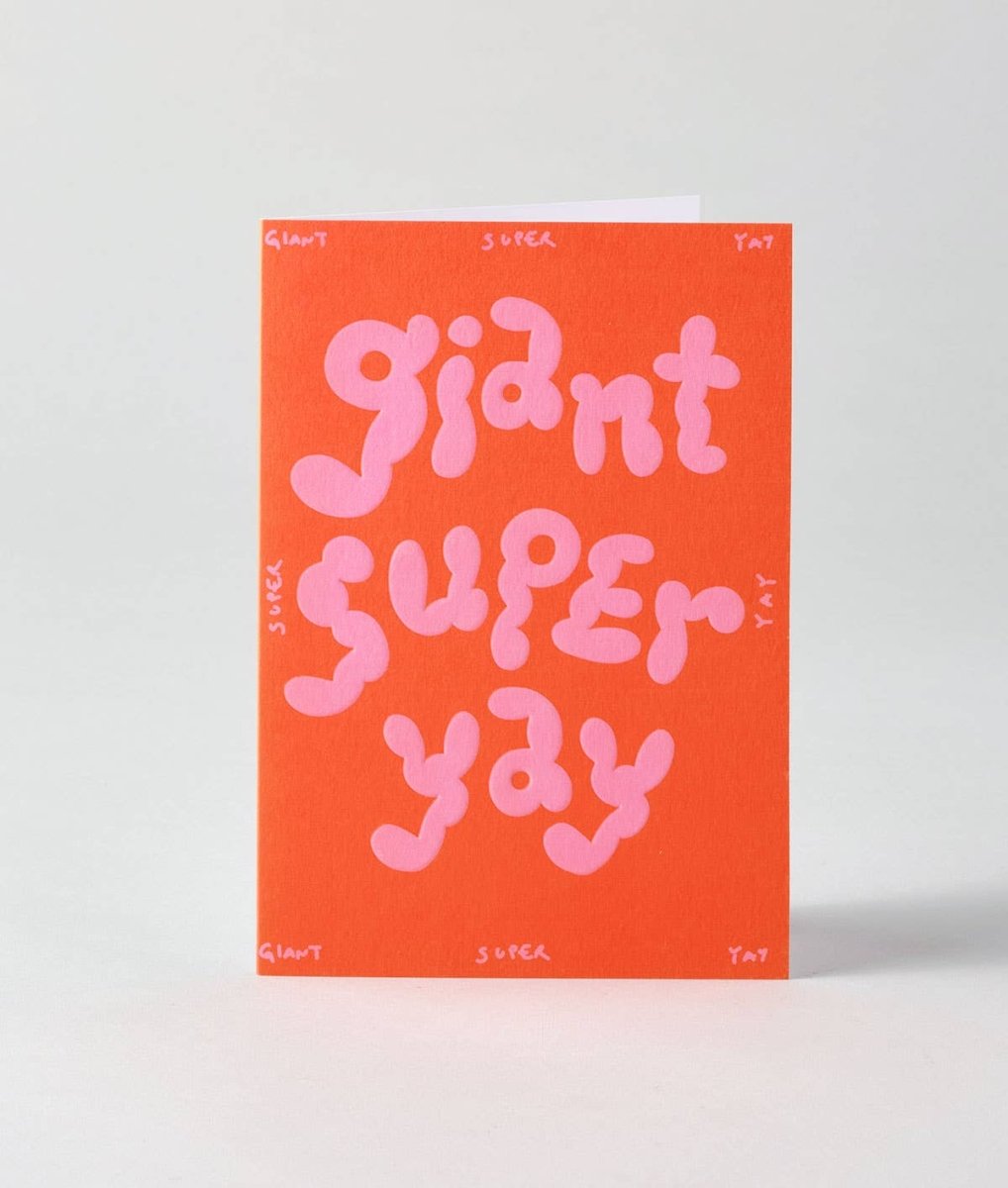 Wrap - GIANT SUPER YAY Grußkarte mit Prägung - Grußkarte - ROSA ECK Concept Store