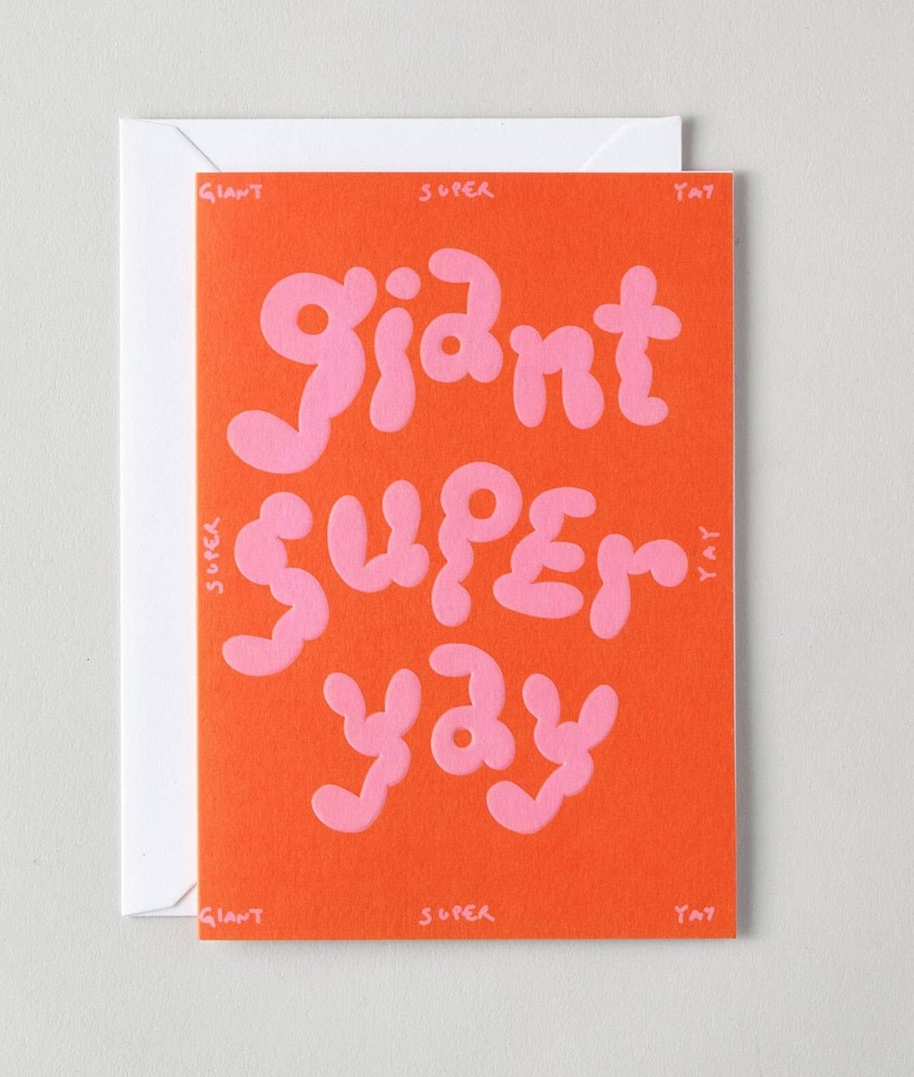 Wrap - GIANT SUPER YAY Grußkarte mit Prägung - Grußkarte - ROSA ECK Concept Store