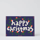 Wrap - HAPPY CHRISTMAS HOLLY Weihnachts - Grußkarte mit Prägung - Grußkarte - ROSA ECK Concept Store