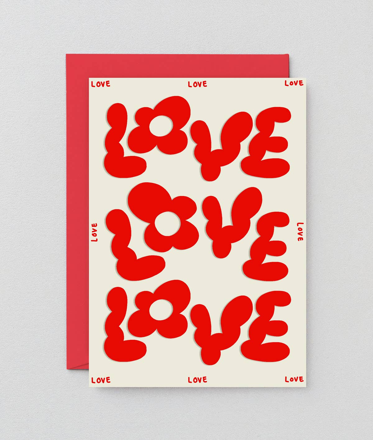 Wrap - LOVE LOVE LOVE Grußkarte mit Prägung - ROSA ECK - 1 - 5 €, ,