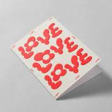 Wrap - LOVE LOVE LOVE Grußkarte mit Prägung - ROSA ECK - 1 - 5 €, ,