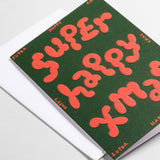 Wrap - SUPER HAPPY XMAS Weihnachtskarte - Grußkarte - ROSA ECK