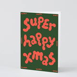 Wrap - SUPER HAPPY XMAS Weihnachtskarte - Grußkarte - ROSA ECK