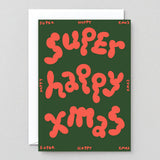 Wrap - SUPER HAPPY XMAS Weihnachtskarte - Grußkarte - ROSA ECK